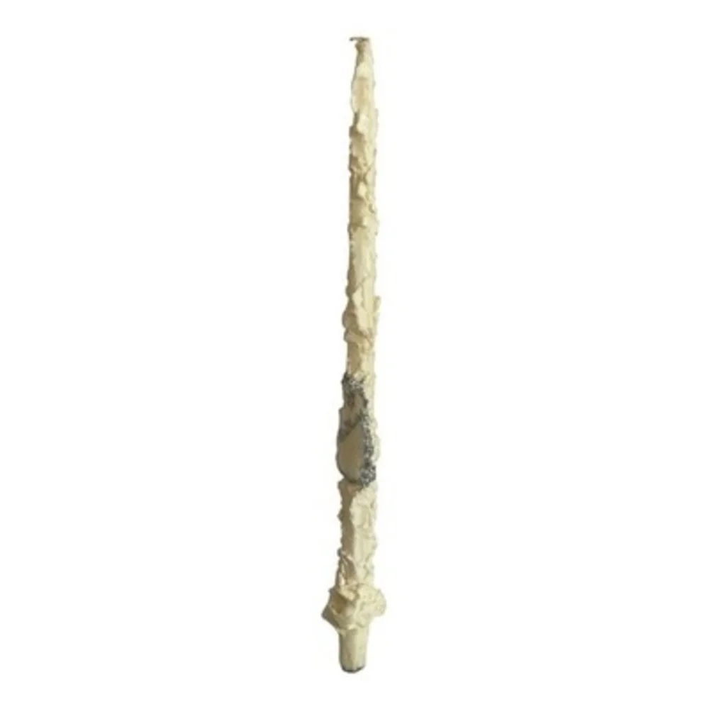 Handmade Textured Taper Candle Ivory Silver Glitter Accent Vintage 17